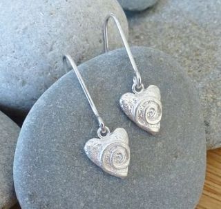 silver swirly heart drop earrings by anne reeves jewellery