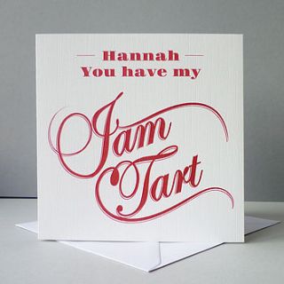 'you have my jam tart' valentine's card by ink pudding