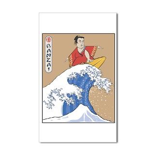 Retro Parody Japan Surf Print Sticker Rectangular by newsandviews