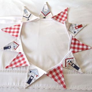 beach huts and gingham mini bunting by glitter pink
