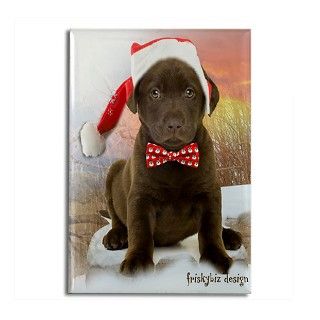 Chocolate Lab Puppy Santa Rectangle Magnet by friskybizpets