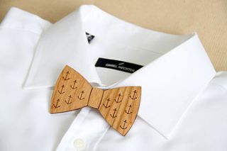 anchor print wooden bow tie by ladybird likes