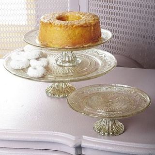 antiqued silver and glass cakestand by ella james
