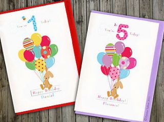 boy or girl personalised first birthday card by the little brown rabbit