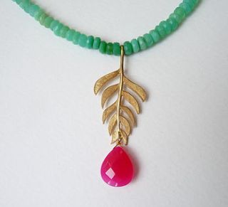 gold plated kiki leaf chrysoprase necklace by blossoming branch