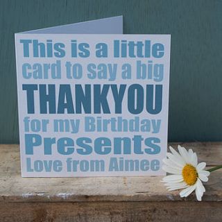 personalised 'thank you' birthday card by sparks living