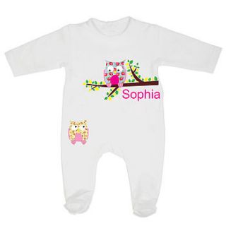 personalised owl babygrow by little baby boutique