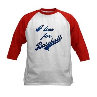 I Live For Baseball Blue Text Tee by peacockcards