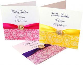 paisley print wedding invitation by made with love designs ltd