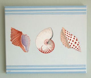 "three sea shells" canvas by edwina cooper designs