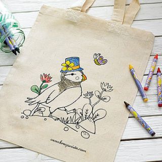 puffin design colour in tote bag by krayonista