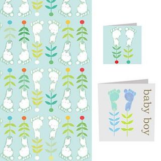 baby boy card and wrap set by square card co
