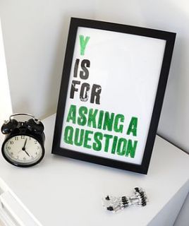 'asking a question' alphabet print by durnall designs