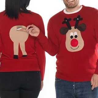 matching rear end rudolph christmas jumper by woolly babs christmas jumpers