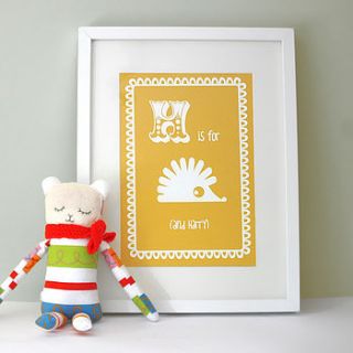 personalised child’s hedgehog artwork by hullaballoo