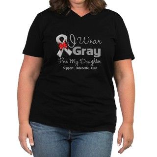 Gray Ribbon Support Womens Plus Size V Neck Dark by shop4awareness