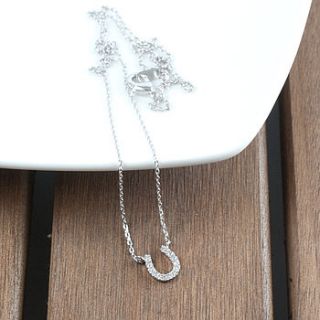 diamante horse shoe charm necklace by astrid & miyu