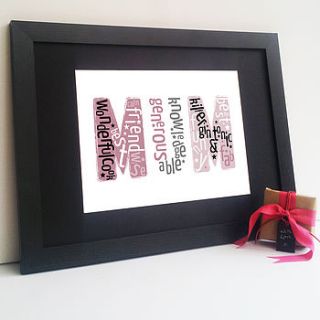 mothers day personalised 'mum' print by afewhometruths