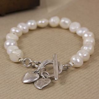 freshwater pearl bracelet with mini hearts by lisa angel