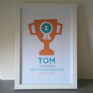 personalised fathers day trophy print by little chip