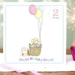 personalised girls birthday card 'balloons' by olivia sticks with layla