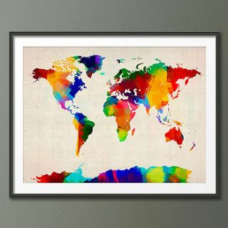 sponge paint map of the world art print by artpause