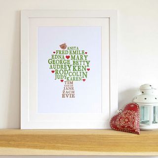 personalised family tree print by bird&bloom