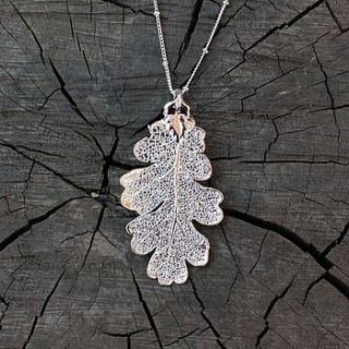 silver dipped oak leaf necklace by nest