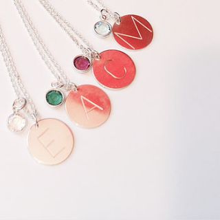 initial disc crystal necklace by anna lou of london