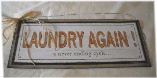 Laundry Again a Never Ending Cycle Wooden Wall Art Sign   Decorative Signs