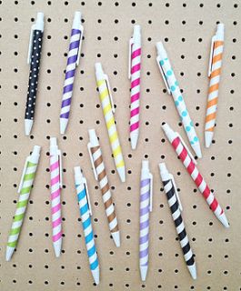 set of four stripey paper straw pens by petra boase