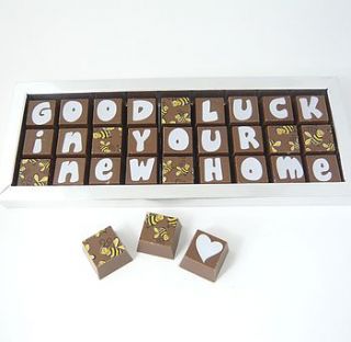 personalised good luck chocolates by chocolate by cocoapod chocolate