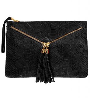 black suede clutch bag by sugar + style
