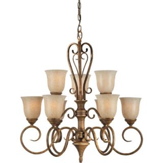 Forte Lighting 9 Light Chandelier with Mica Flake Glass Shades