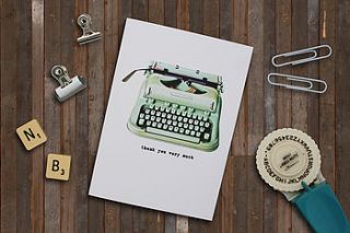 typewriter 'thank you very much' card by lime lace