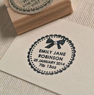 baby girl birth announcement customised stamp by pretty rubber stamps