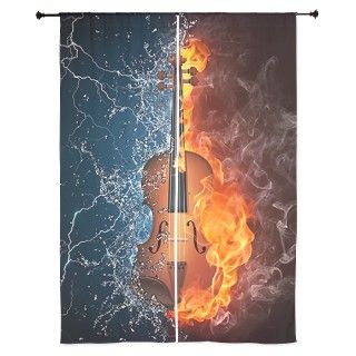 Fire And Water Violin Curtains by FantasyArtDesigns