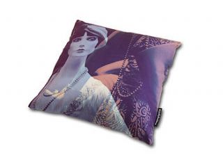 purple mannequin silk cushion by judy holme