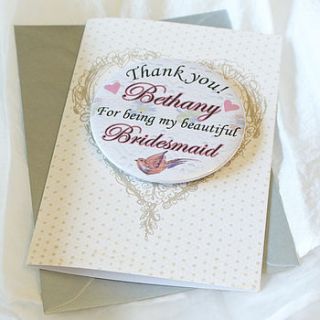personalised magnet bridesmaid thank you card by bedcrumb