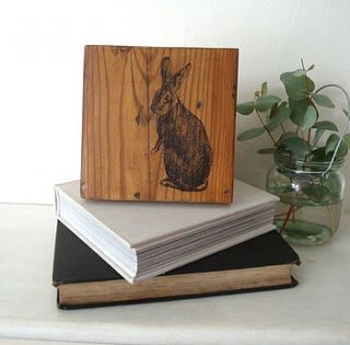 rabbit print on reclaimed timber by northern logic