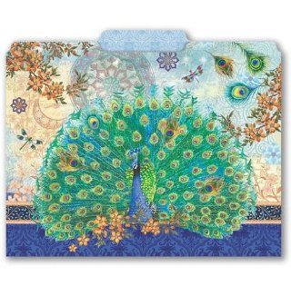 Punch Studio Decorative 10 Letter Size File Folders   Royal Peacocks  Office Filing Supplies 