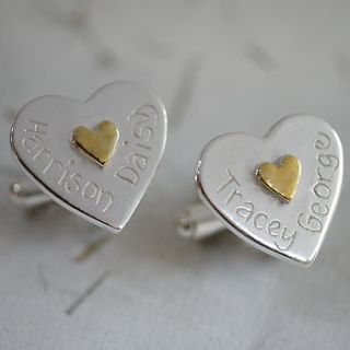 personlised heart cufflinks by dizzy