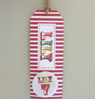 personalised gift tag with age badge by tillie mint