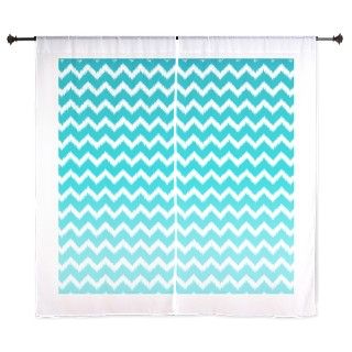 Ikat Teal Blue Ombre Chevron Pattern Curtains by doodles_design