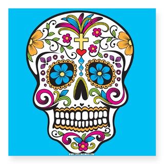 Sugar Skull Halloween Blue Sticker by IStillLiveWithMyParentsHC