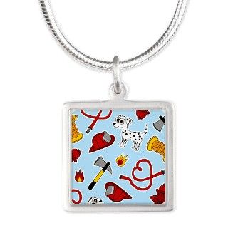 Cute Firefighter Love Print   Blue Necklaces by cutetoboot