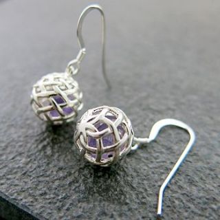 amethyst ball drop silver earrings by kinnari