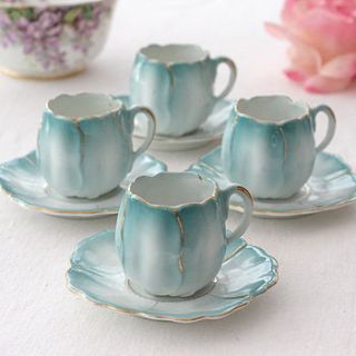 four 1930's flower coffee cups by magpie living