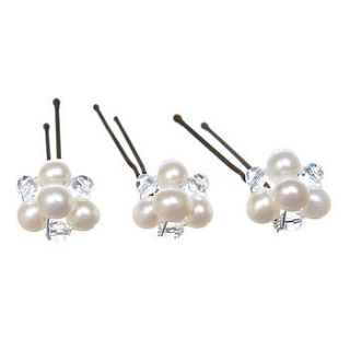 set of pearl blossom wedding hair pins by chez bec