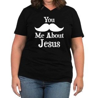 Mustache Me About Jesus Womens Plus Size V Neck D by holidayboutique